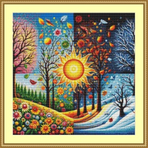Four Seasons Cross Stitch Pattern