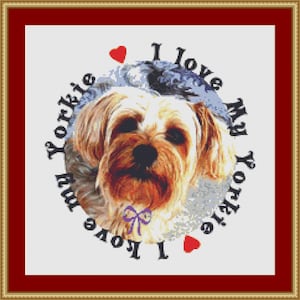 I Love My Yorkie Cross Stitch Pattern