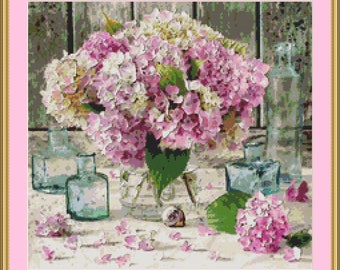 Hydrangeas Cross Stitch Pattern  (PDF)