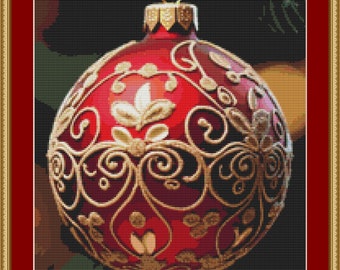 Red Bauble Cross Stitch Pattern