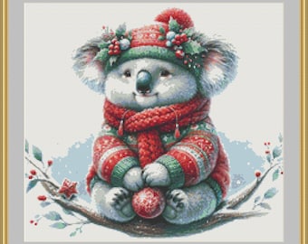 Christmas Koala 1 Cross Stitch Pattern - Animal, Digital Download