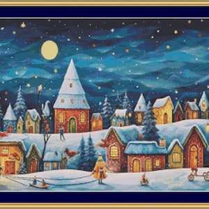 Winter Village Cross Stitch Pattern
