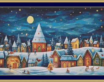 Winter Village Cross Stitch Pattern