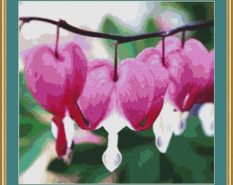 Bleeding Heart Cross Stitch Pattern