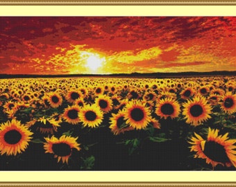 Sunflower Sunset Cross Stitch Pattern