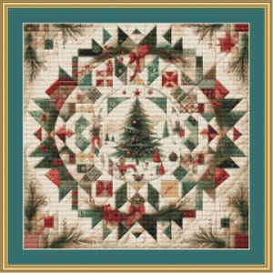 Sapin de Noël courtepointe 9 motif point de croix - modèle téléchargeable, fichiers PDF numériques