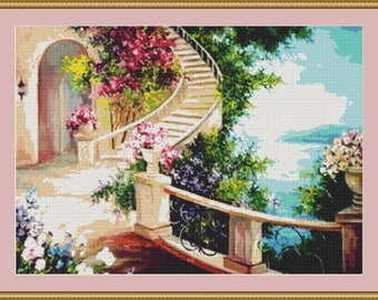The Garden Staircase Cross Stitch Pattern