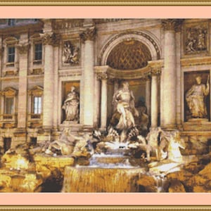 Trevi Fountain Cross Stitch Pattern
