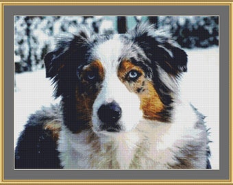 Australian Shepherd Dog Cross Stitch Pattern  (PDF)