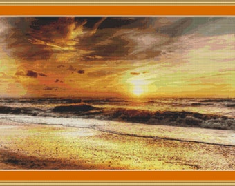 Beach Sunset Cross Stitch Pattern