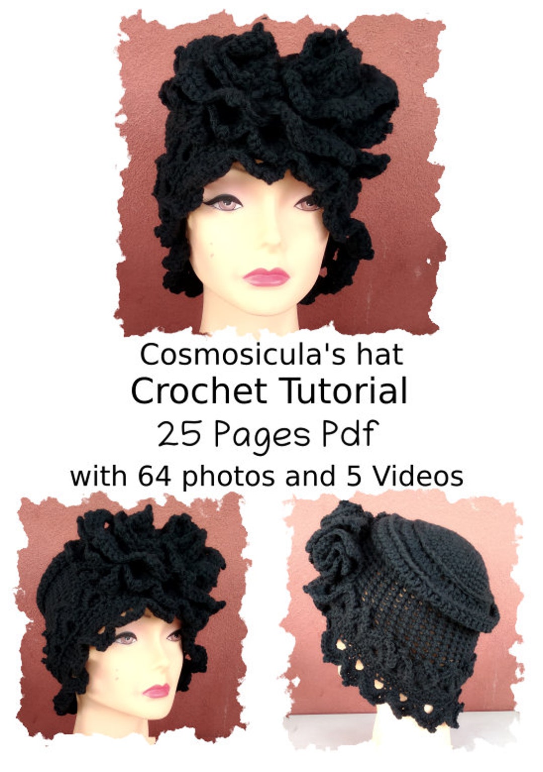 Crochet Pattern Video Tutorial. 25 Pages Pdf, With 64 Images and 5