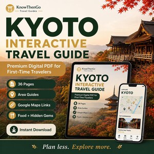 Kyoto interaktiv reseguide, resplanerare, dolda pärlor (digital nedladdning)