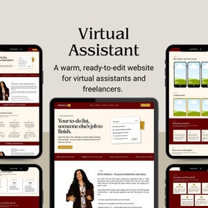 Modèle de site web Canva pour portfolio d'assistant virtuel (bordeaux) - Page de destination VA