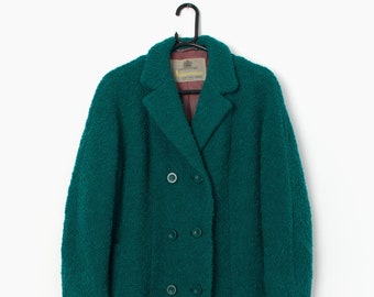 Vintage teal Aquascutum wool coat, made in England - Medium