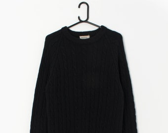 Vintage black cable knit sweater by C.R Sports - Small / Medium