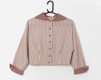 Vintage Edwardian womens striped blouse, striped pattern - Small