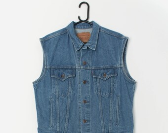 Vintage 90s Levis denim sleeveless jacket - Medium / Large