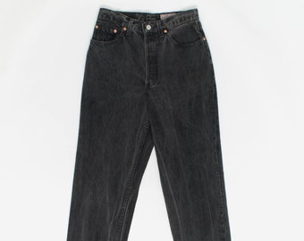 Vintage Levis 901 jeans 28 x 31 black stonewashed UK made 90s