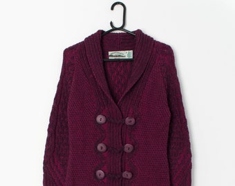 Vintage Aran Crafts merino wool cardigan, made in Ireland - Small / Medium