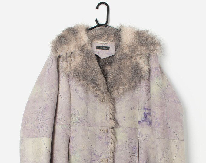 Vintage Faux Leather Penny Lane Coat With Faux Fur Trim and Embroidery Medium / Large - Etsy