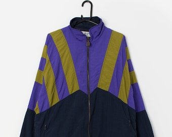 veste en tissu technique vintage des années 90 en violet et vert olive - Grande / XL
