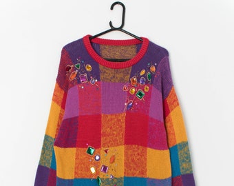 Vintage multi-coloured beaded longline jumper - Medium/ Large