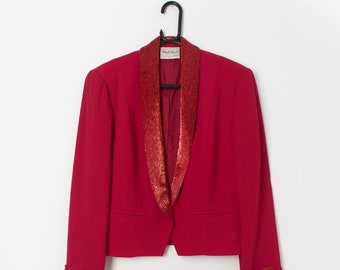 Vintage Frank Usher red beaded blazer - Medium