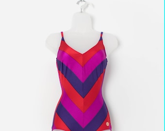 Vintage Club Azur striped swimsuit - Small