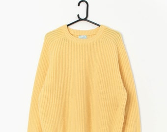 Vintage Benetton bright yellow knitted jumper - Large / XL