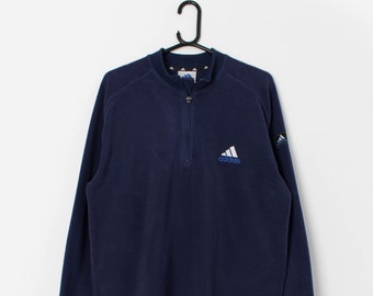 Vintage Y2K Adidas Fleece in Blau mit Viertelreißverschluss - Groß