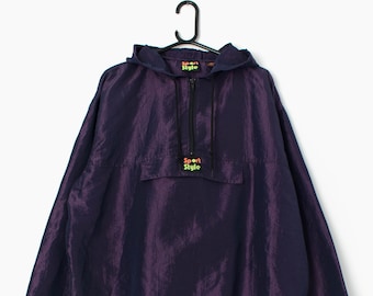 Vintage purple shiny windbreaker jacket - One size