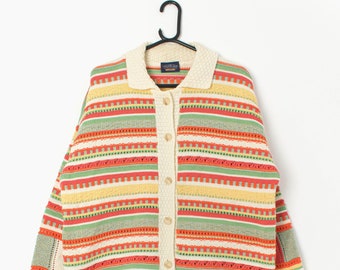 90s vintage The Sweater Shop cardigan, multicoloured pastel colours - Large / XL