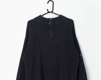 Vintage Musto 1/4 zip sweater in navy blue, 90s - XL