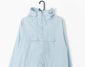 Vintage womens sky blue lightweight parka jacket with hood and drawstring waist - Medium / Large