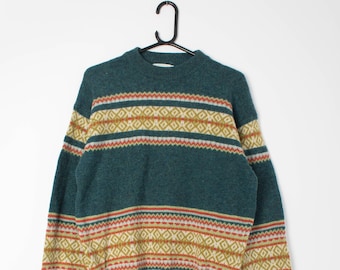 Mens 90s vintage Shetland wool United Colors of Benetton jumper Made in Italy - Medium to Large