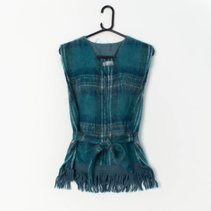 Vintage mohair vest with fringe detail and belt by Earl of St Andrews - Small