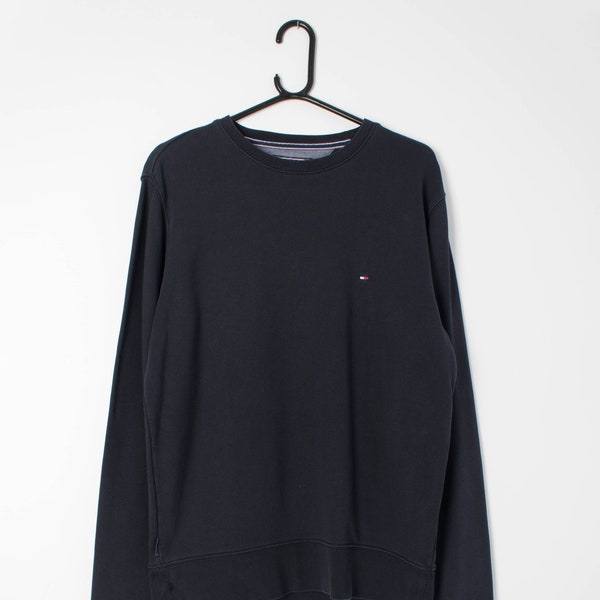 Vintage Tommy Hilfiger sweatshirt cotton navy blue blank vintage fit - Medium