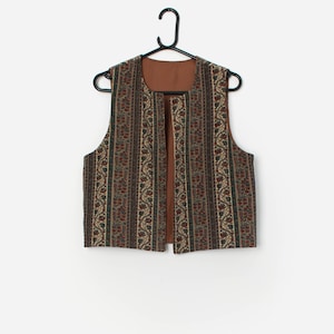 Vintage handmade paisley patterned corduroy waistcoat in autumn tones - Small / Medium