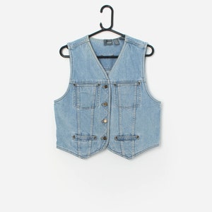 Vintage Liz Wear denim vest in light blue - Small