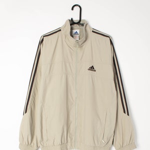 Mens Vintage Late 90s Early 00s Beige Adidas Track Jacket With Classic Three Stripe Design Extra Large Etsy UK
