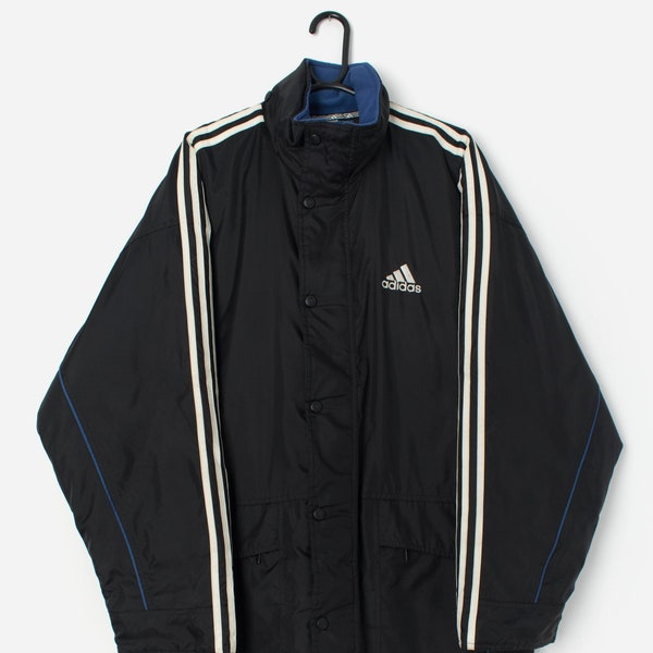 Vintage Adidas padded jacket in black, blue and white - Large / XL