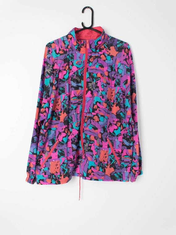 Veste Reebok vintage dans une veste de festival motif rose vif