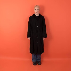 manteau en peau de mouton retournée noir vintage, veste de fourrure en cuir souple pour femmes, peau de mouton retournée à la palangre - moyen / grand