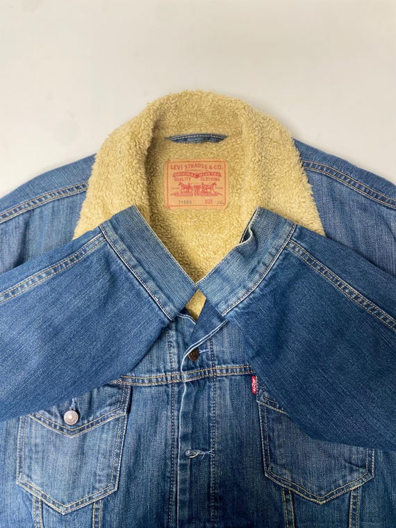 Men s Vintage Levis 71550 Sherpa Denim Jacket XL Etsy Australia