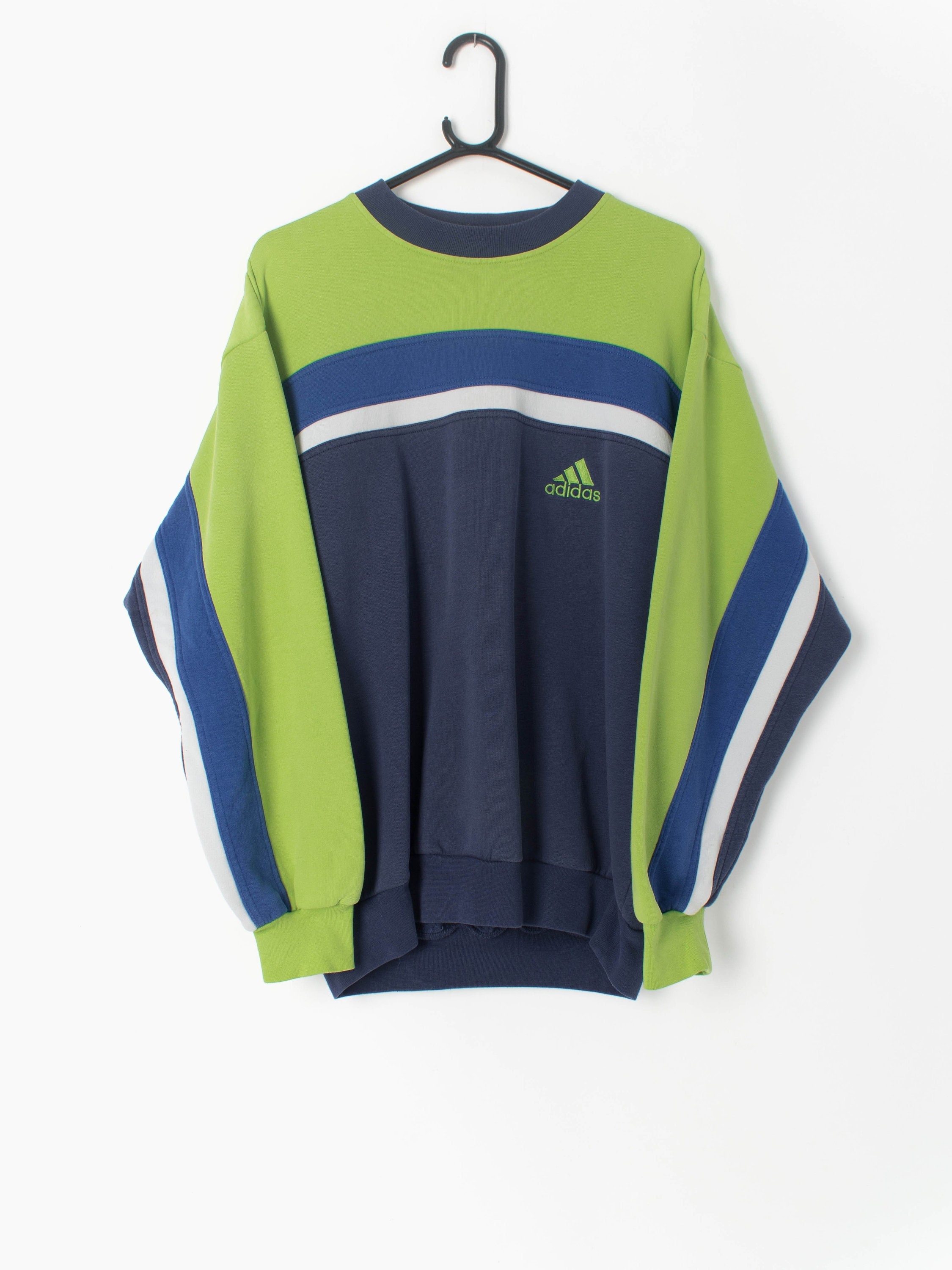 Vintage Adidas Y2K Sweatshirt in Lime Green Blue White - Etsy