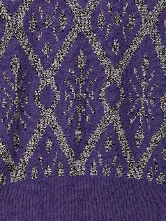 Vintage Christmas sweater in purple with sparkly … - image 2