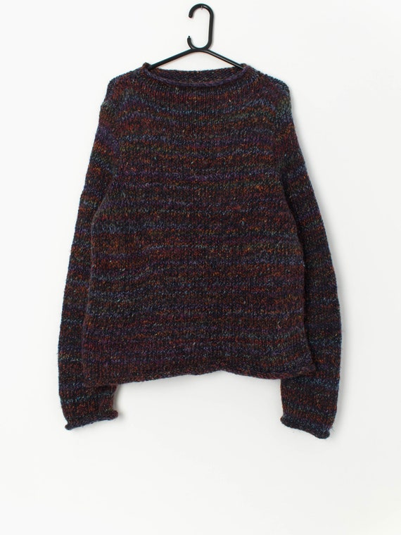 Vintage chunky rainbow handknitted jumper - Medium - image 1
