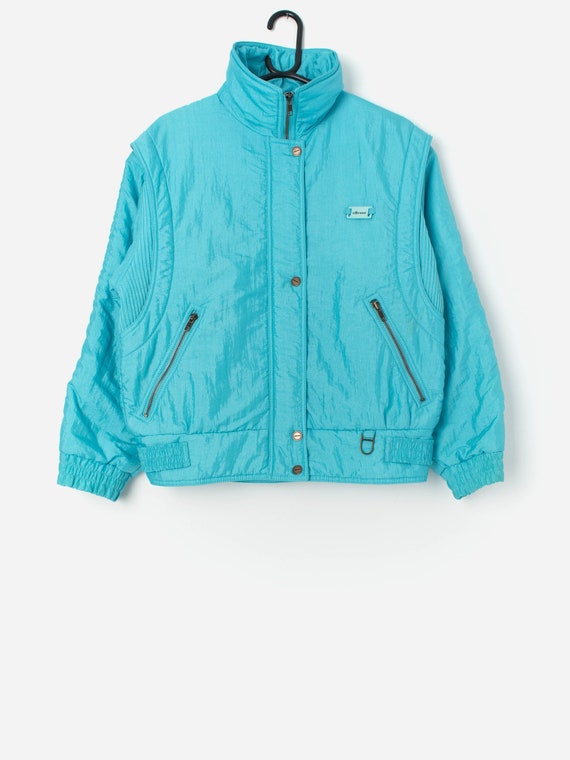 Vintage Ellesse ski puffer jacket in turquoise bl… - image 1