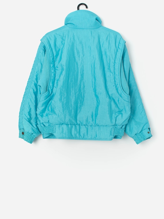 Vintage Ellesse ski puffer jacket in turquoise bl… - image 4