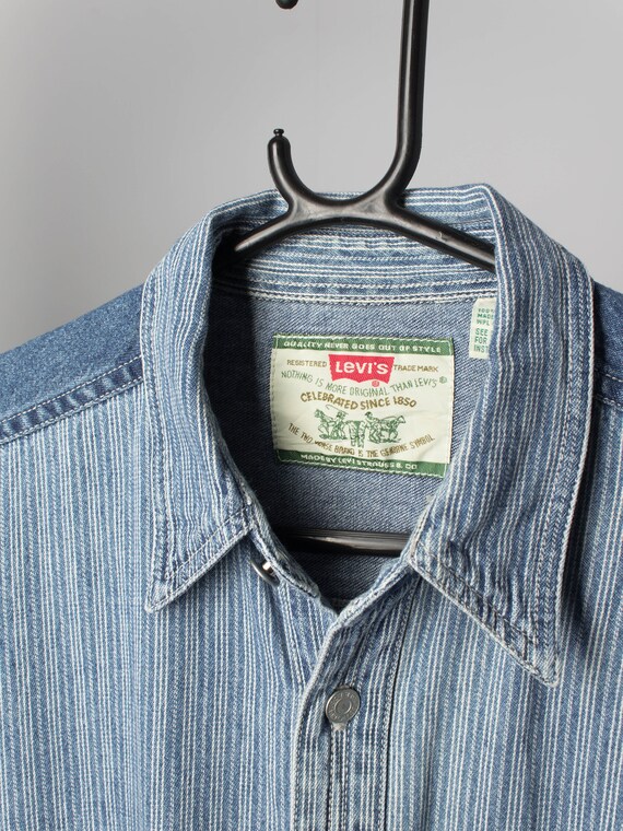 Mens Vintage Levis Denim Shirt Silver 